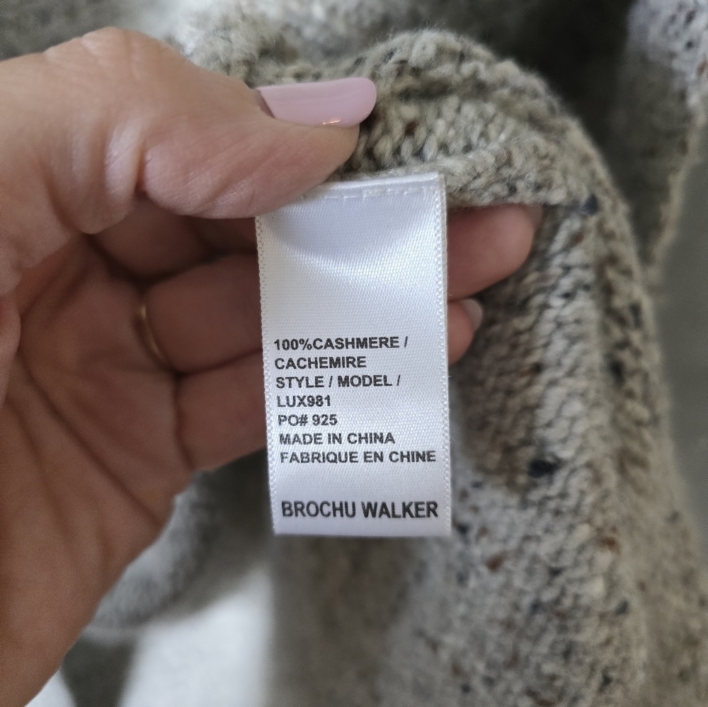 Brochu Walker Noah Wrap Open Cardigan Vest Cashmere Earthen Tweed Gray Small - Picture 6 of 6